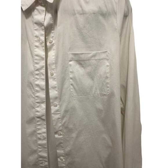 ๐ 2/$20 ๐ White Button-Down Women's Business Casual Long Sleeve Blouse sz M - Picture 2 of 6